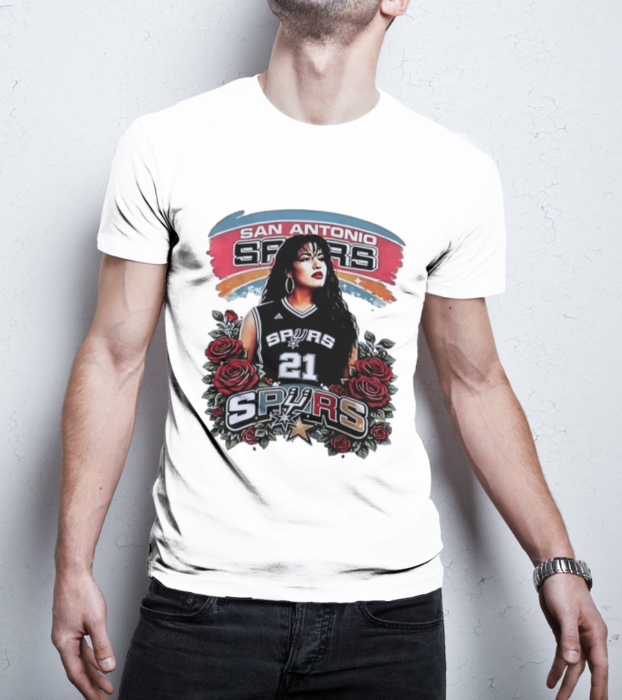 San Antonio Spurs 21 Selena Quintanilla Roses T-Shirt