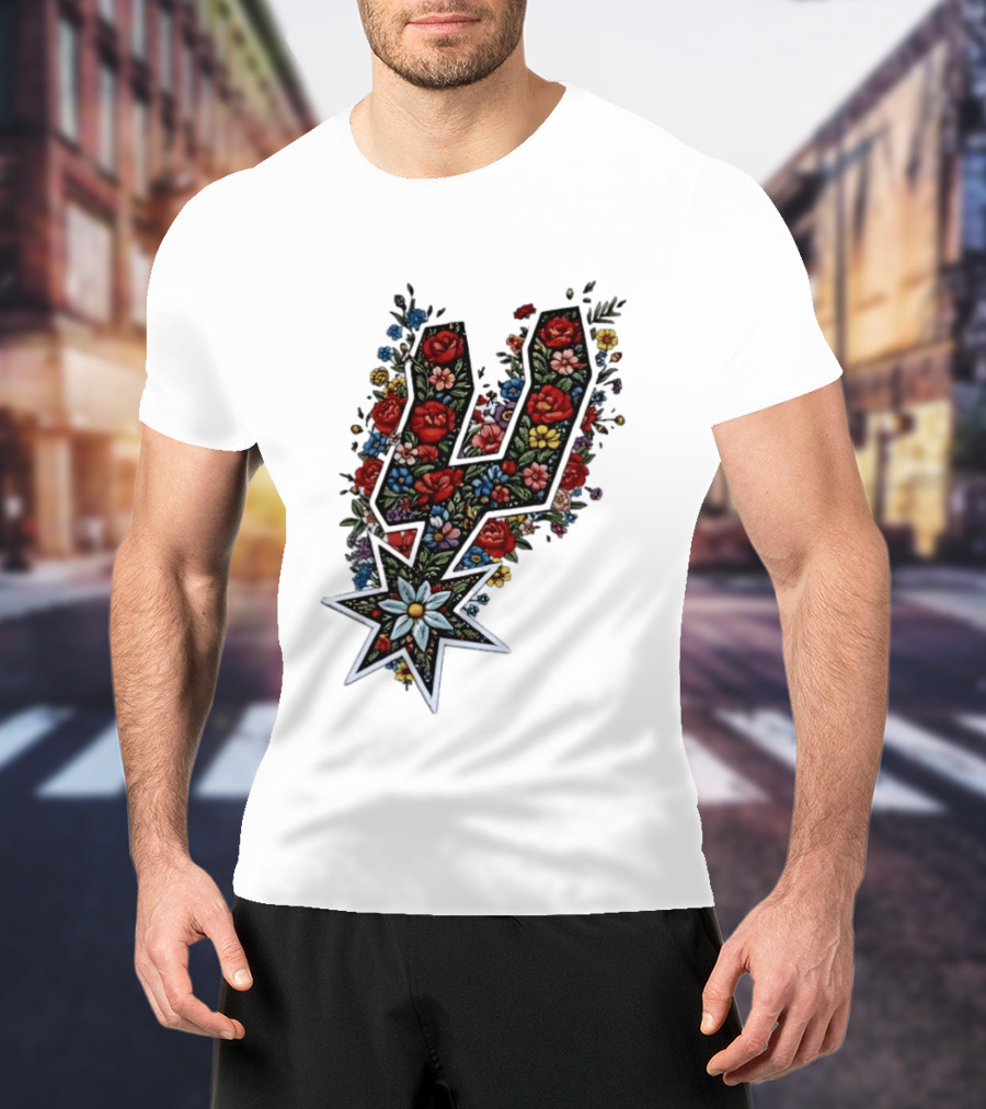 San Antonio Spurs Floral Rose Garden Spurs Team T-Shirt