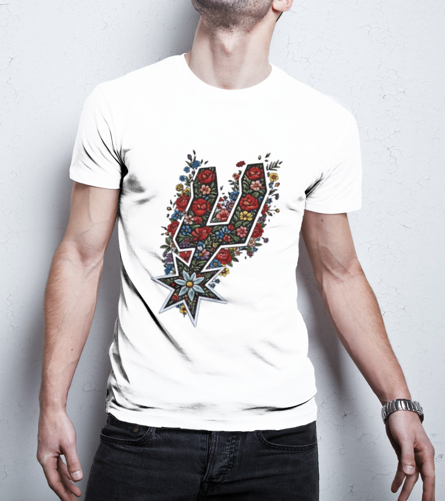San Antonio Spurs Floral Rose Garden Spurs Team T-Shirt