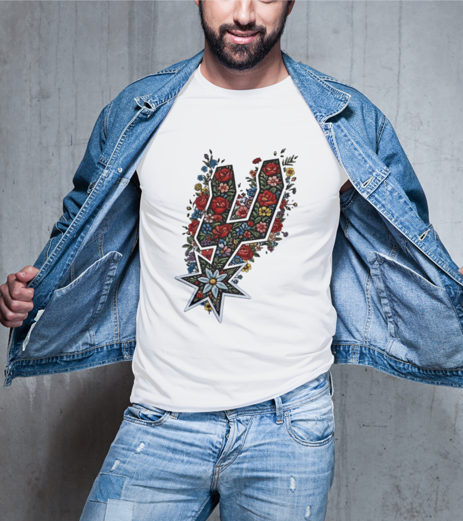 San Antonio Spurs Floral Rose Garden Spurs Team T-Shirt