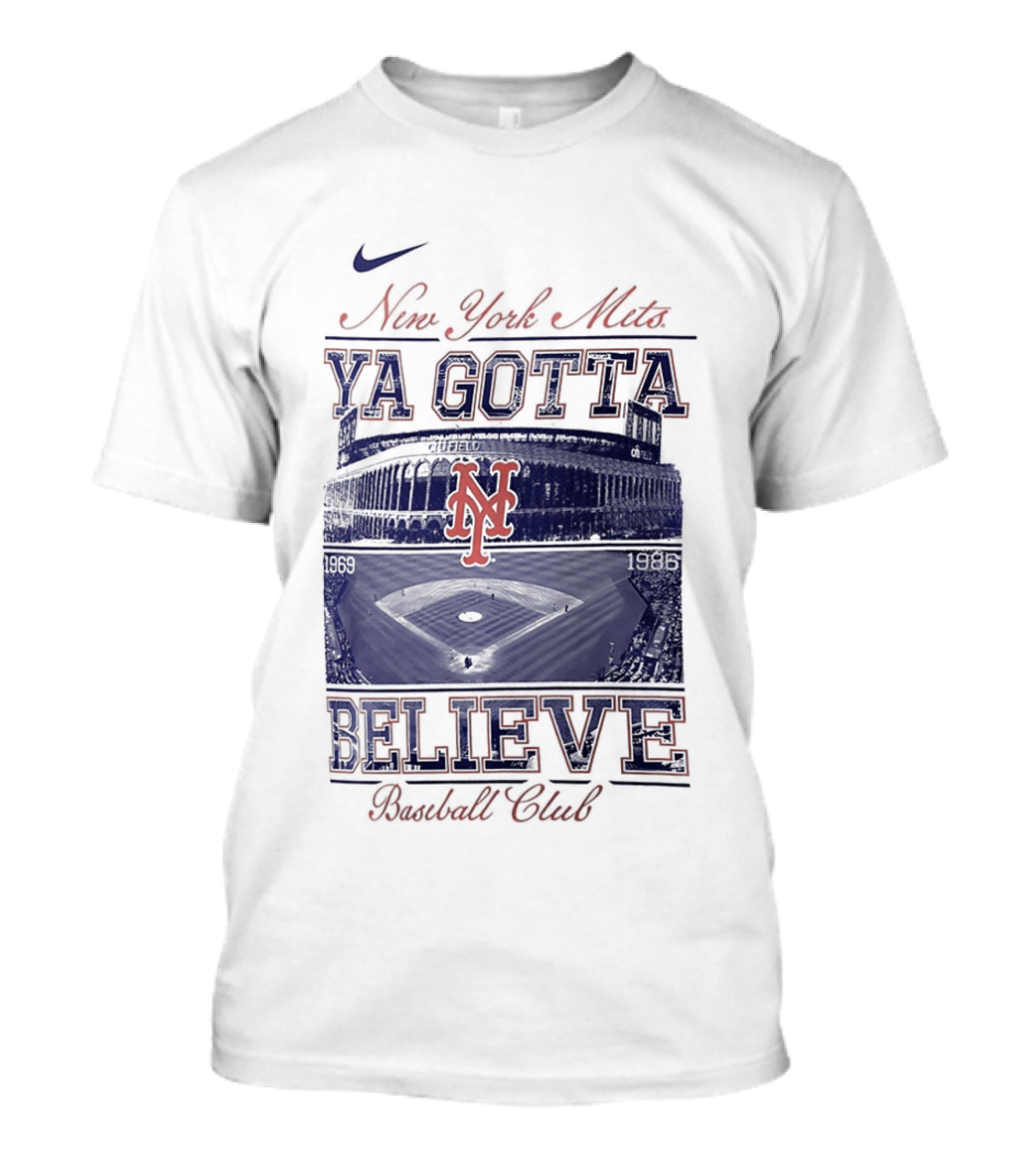 New York Mets Ya Gotta Believe Baseball Club 1969 1986 Nike T-Shirt