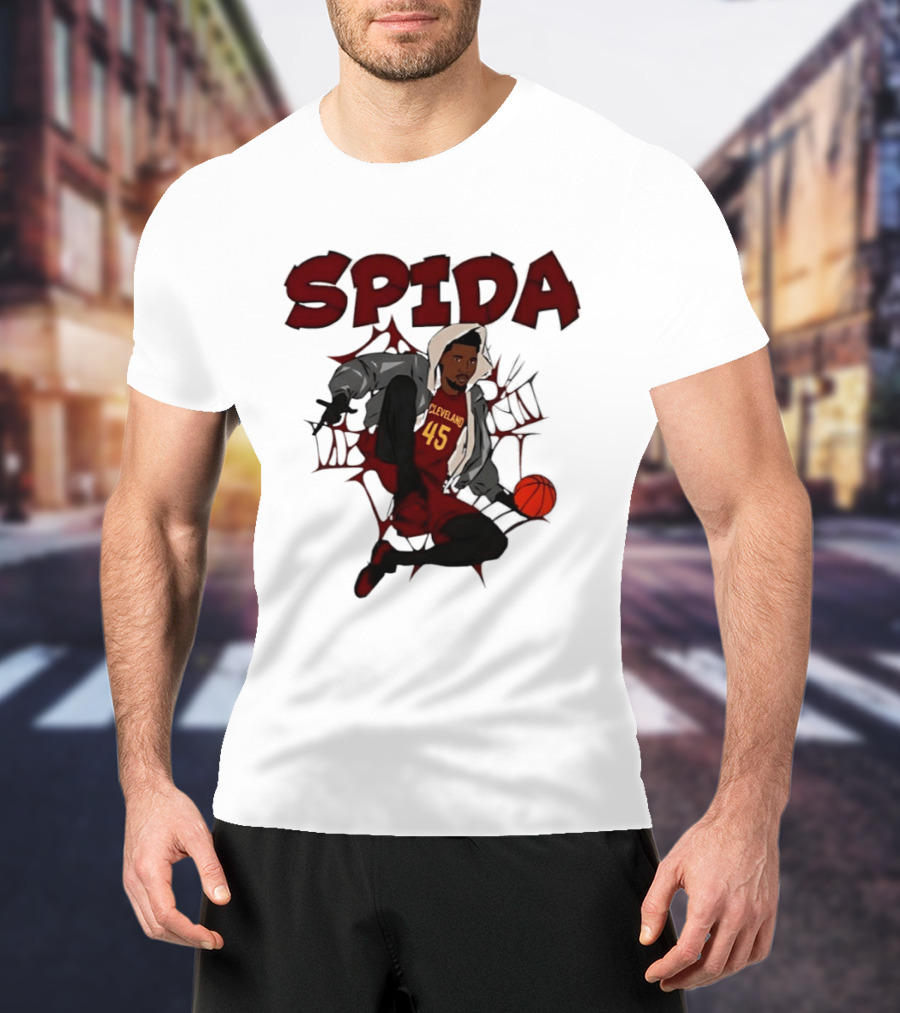 SPIDA Cleveland 45 Donovan Mitchell Basketball Spider Web T-Shirt