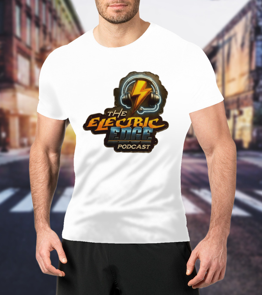 The Electric Edge Podcast Headphone Lightning Bolt T-Shirt