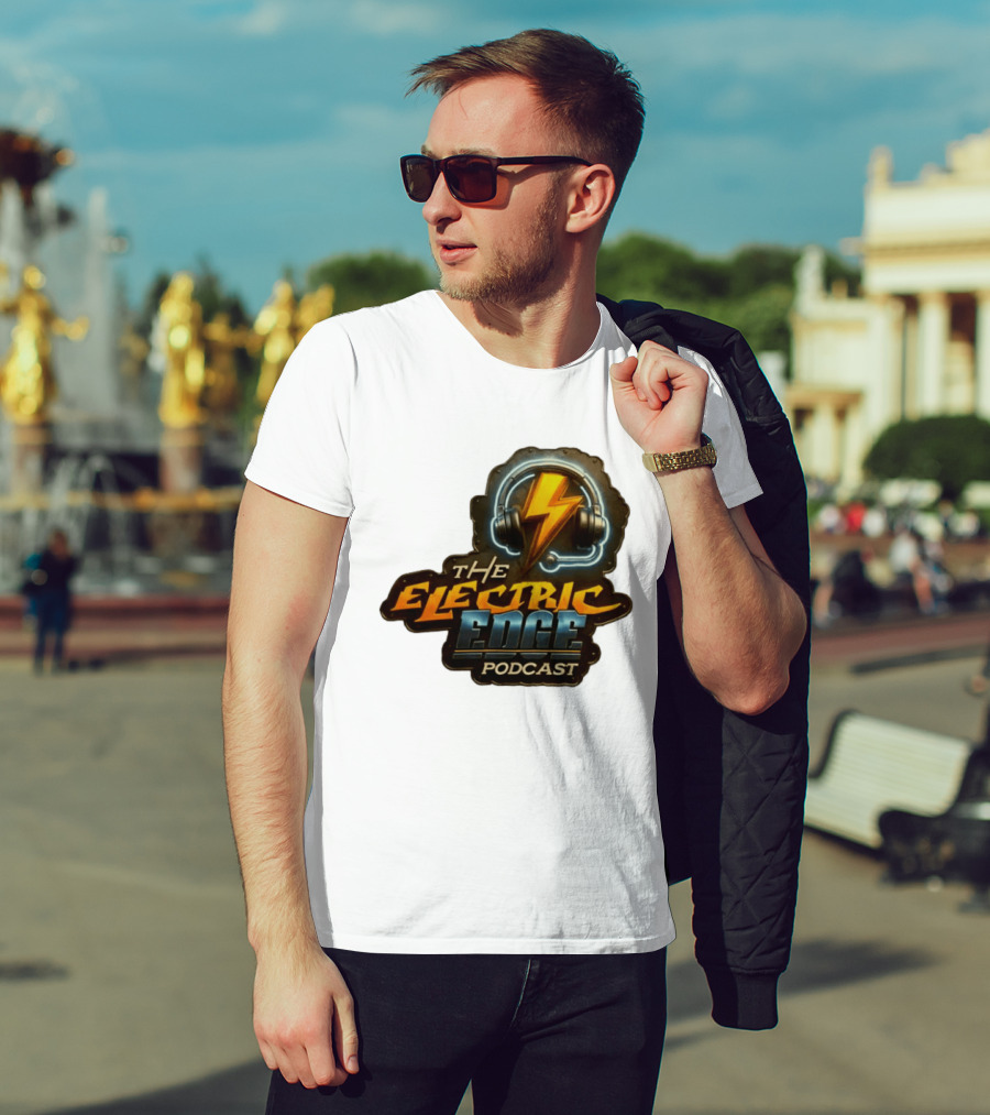 The Electric Edge Podcast Headphone Lightning Bolt T-Shirt