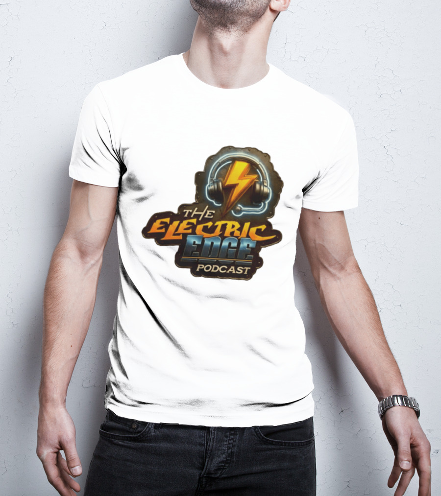 The Electric Edge Podcast Headphone Lightning Bolt T-Shirt