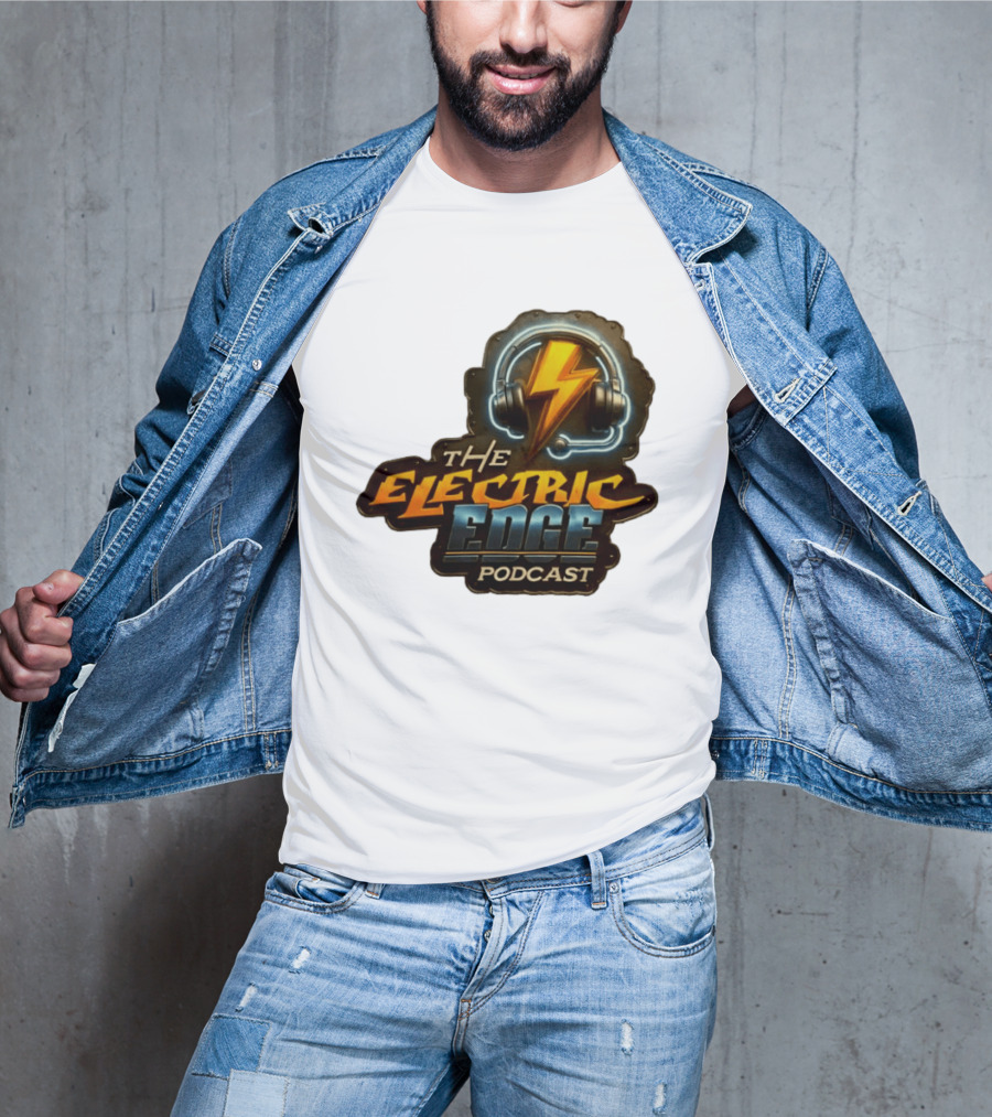 The Electric Edge Podcast Headphone Lightning Bolt T-Shirt