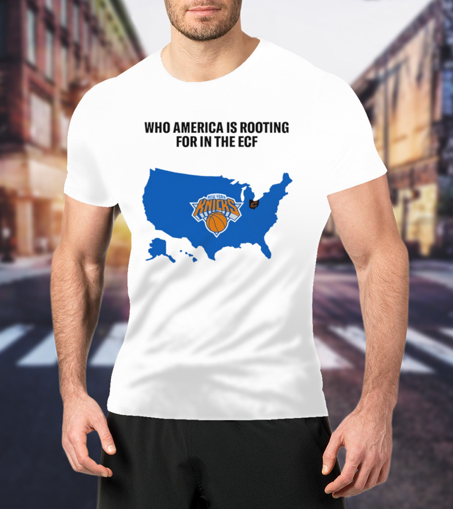 Who America Is Rooting For In The ECF Knicks USA Map Basketball T-Shirt