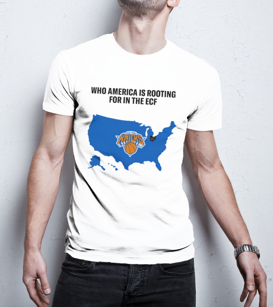 Who America Is Rooting For In The ECF Knicks USA Map Basketball T-Shirt