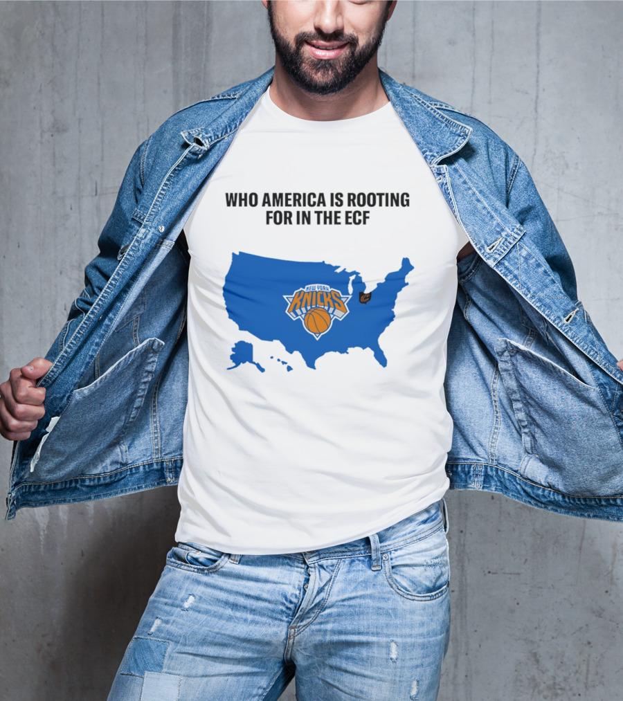 Who America Is Rooting For In The ECF Knicks USA Map Basketball T-Shirt