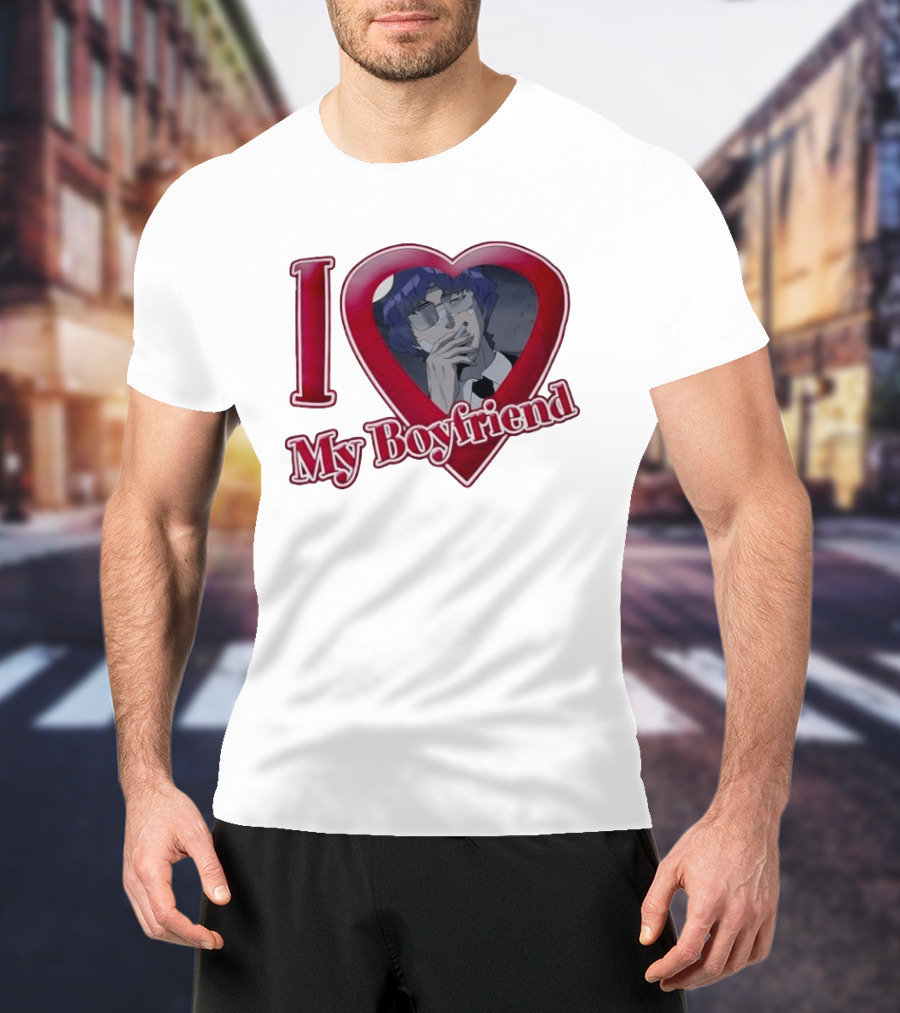 I Love My Boyfriend Heart Anime Style Wolf Keum Wind Breaker T-Shirt