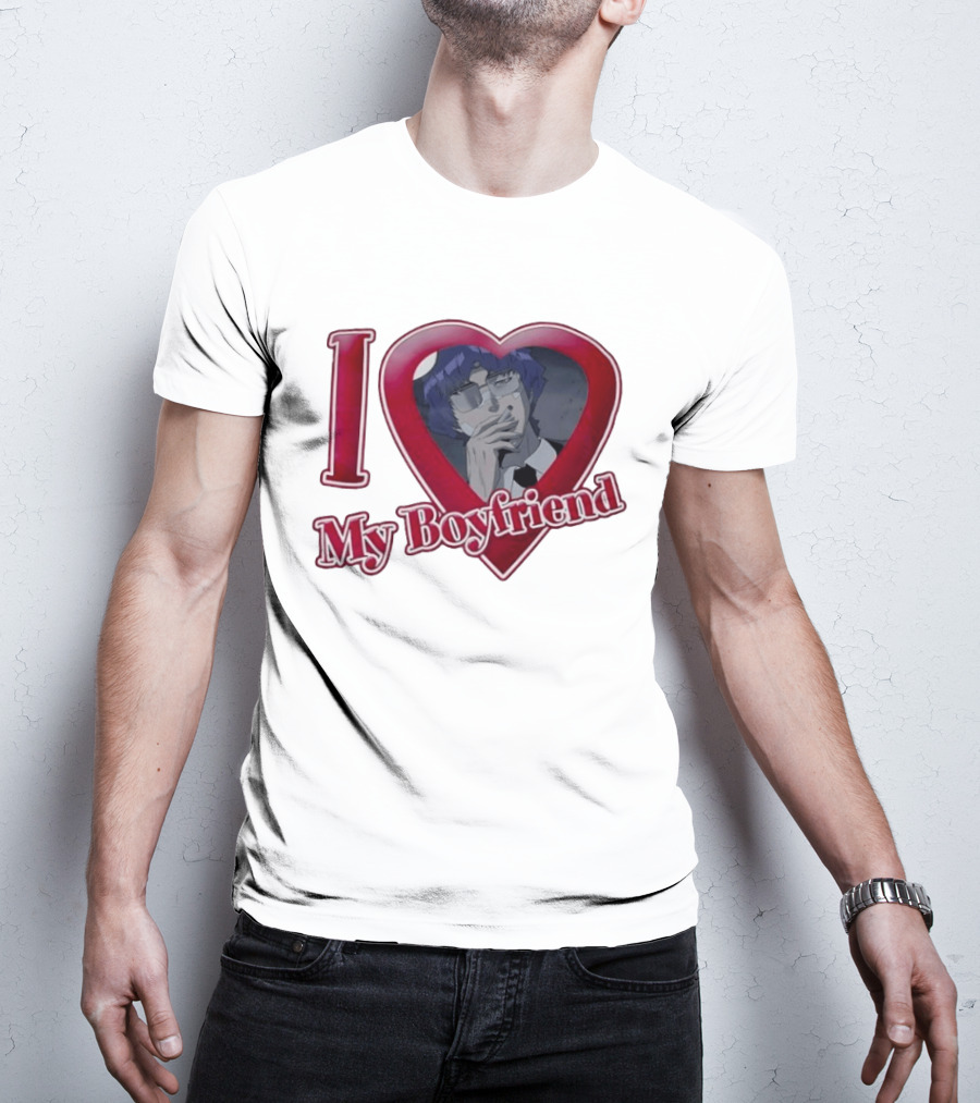 I Love My Boyfriend Heart Anime Style Wolf Keum Wind Breaker T-Shirt