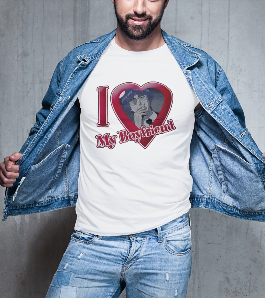 I Love My Boyfriend Heart Anime Style Wolf Keum Wind Breaker T-Shirt