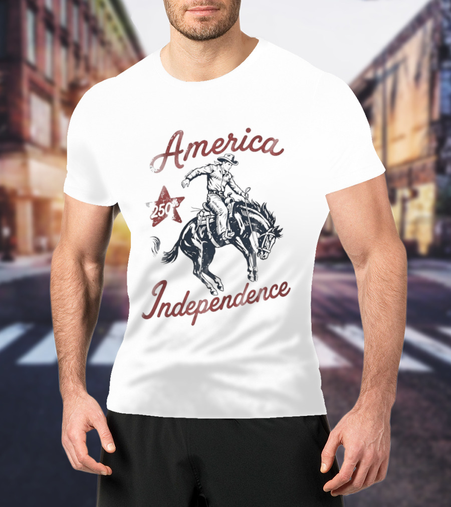America Independence Cowboy 250th Anniversary USA Independence Day T-Shirt