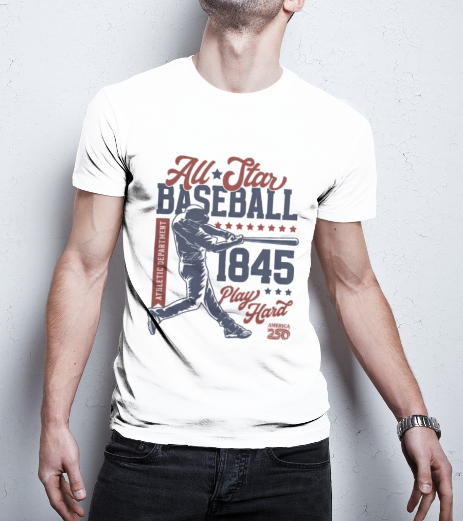 All Star Baseball 1845 Player Red Blue T-Shirt