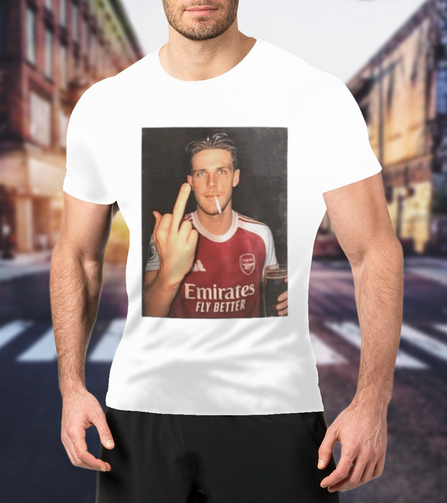Emirates Fly Better Arsenal Middle Finger Smoking Soccer Player T-Shirt
