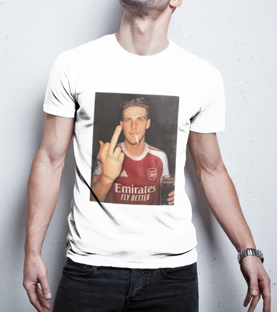 Emirates Fly Better Arsenal Middle Finger Smoking Soccer Player T-Shirt