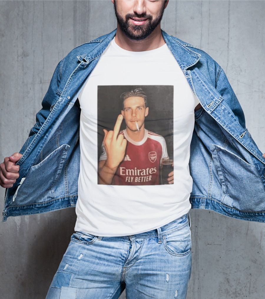 Emirates Fly Better Arsenal Middle Finger Smoking Soccer Player T-Shirt