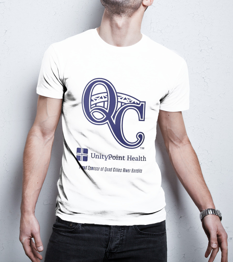 QC River Bandits UnityPoint Health Proud Sponsor Quad Cities Bridge T-Shirt