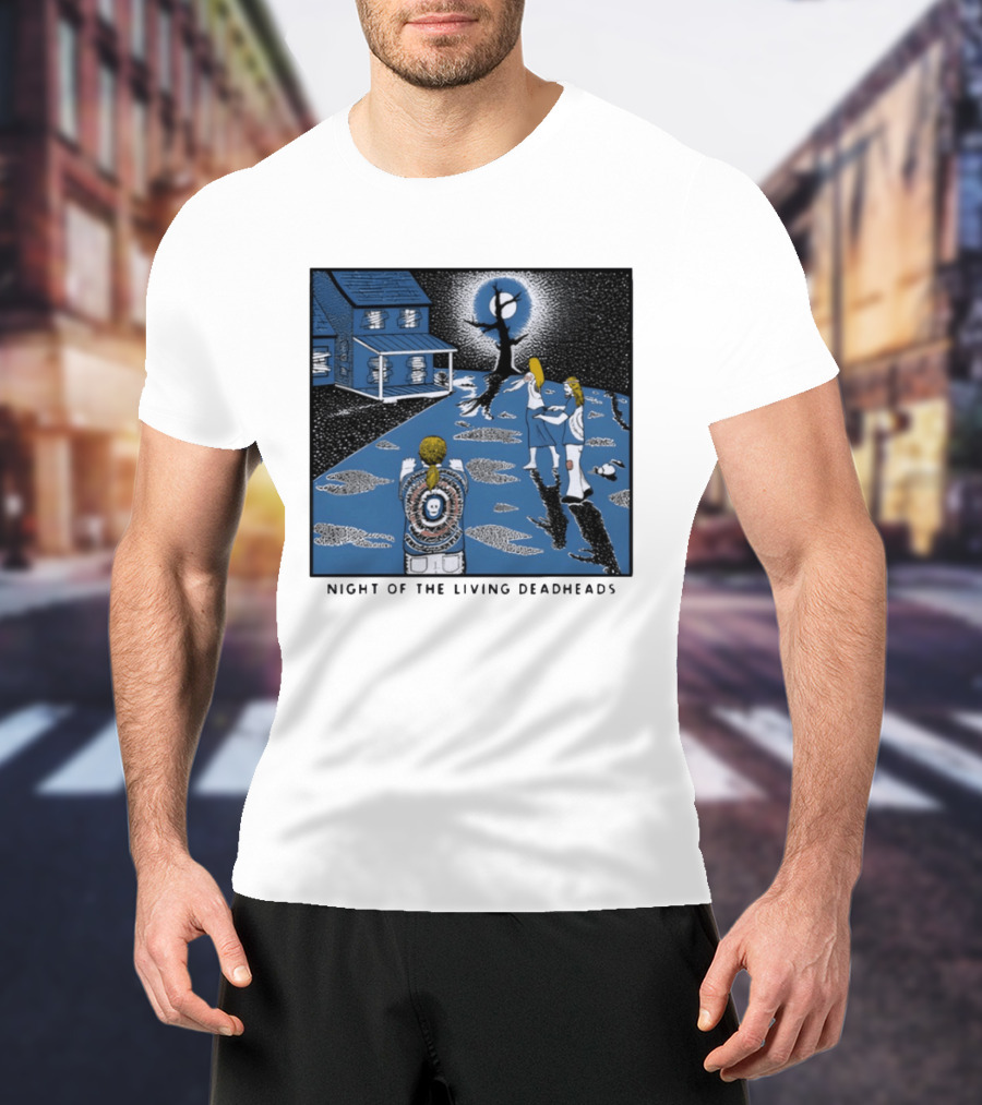 Ken Brown 90s Night Of The Living Deadheads House With Skull And Dancing Figures T-Shirt