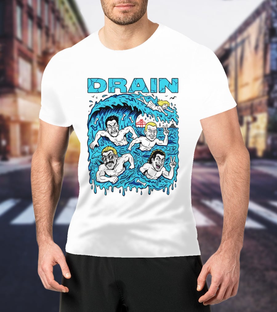 Drain Band Butthole Surfers Caricature Wave Surf T-Shirt