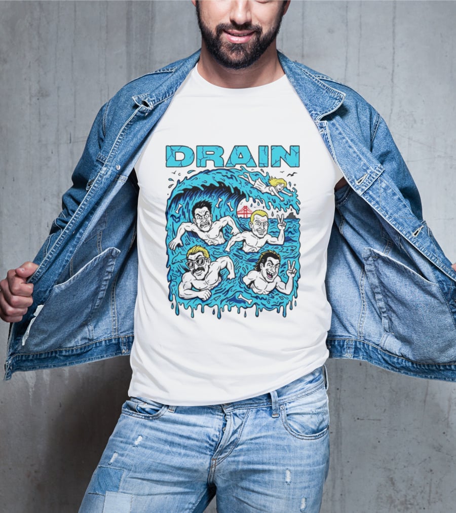 Drain Band Butthole Surfers Caricature Wave Surf T-Shirt