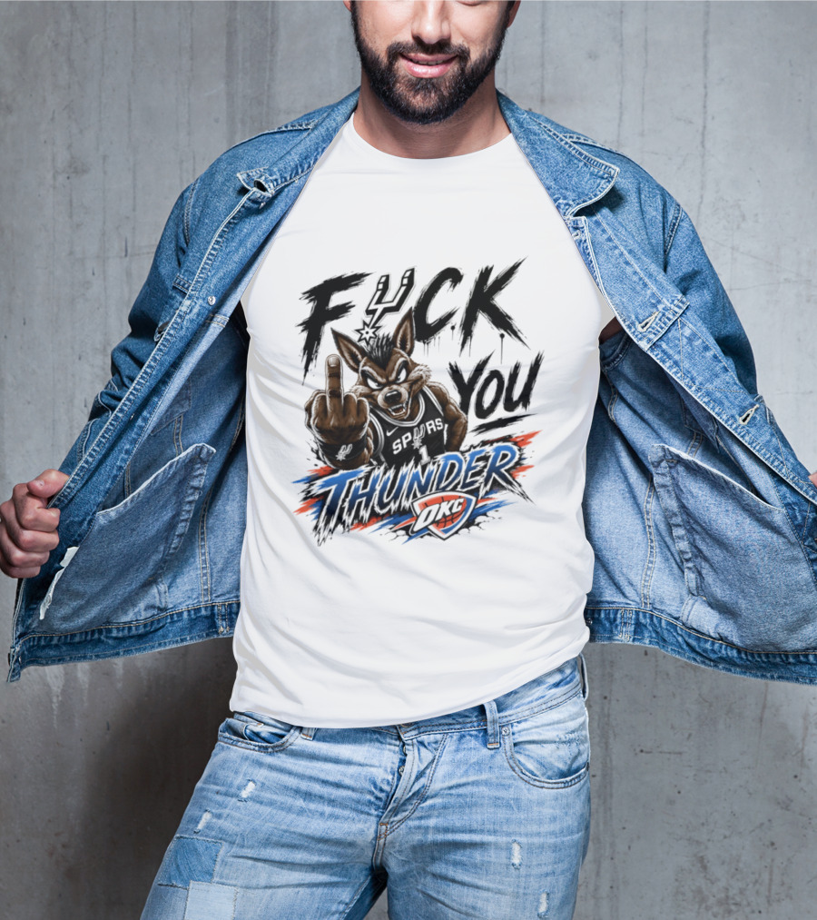 Spurs Vs Thunder F*** You Thunder OKC Rivalry Mascot Gesture T-Shirt