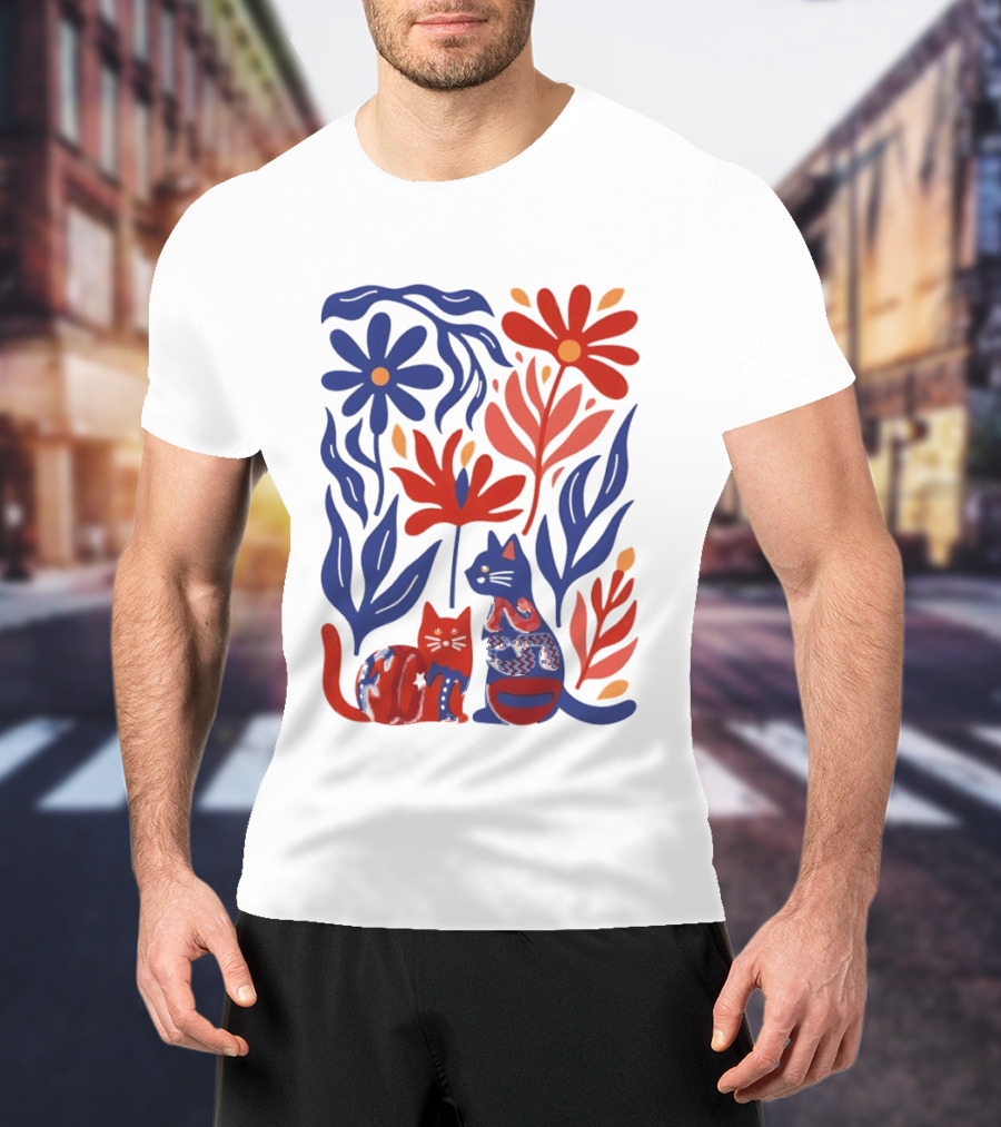 Subtle F Trump Cat Lover USA 250th Still Resisting Floral Cats T-Shirt