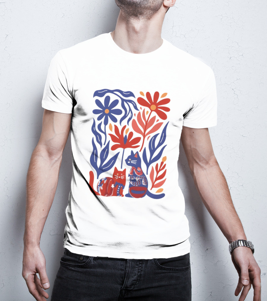 Subtle F Trump Cat Lover USA 250th Still Resisting Floral Cats T-Shirt