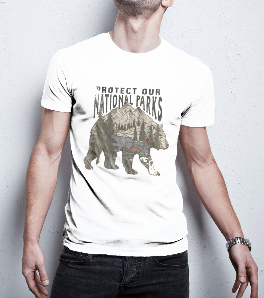 Protect Our National Parks Bear Forest Mountain Scene T-Shirt