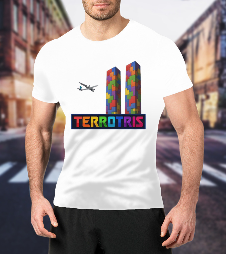 Terrortris Tetris Block Towers With Plane T-Shirt