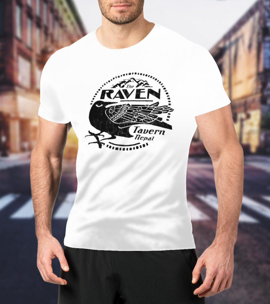 Raven Tavern Nepal Bird With Mountains T-Shirt