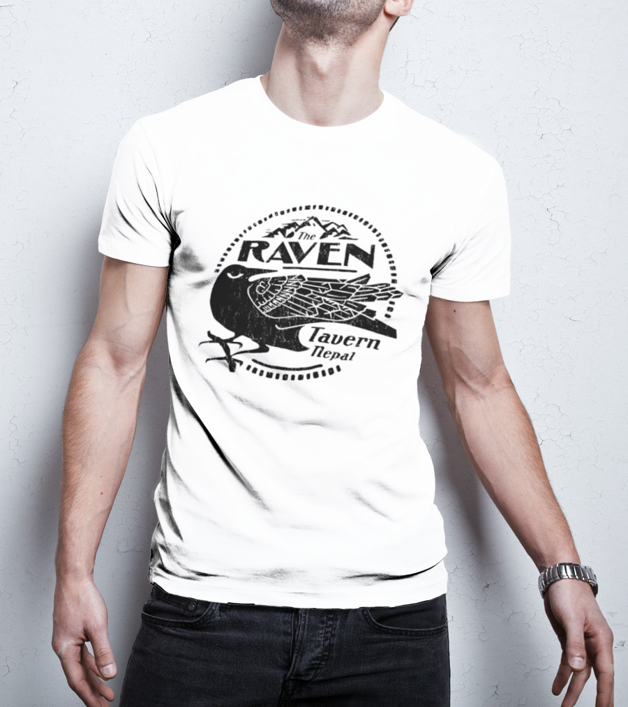 Raven Tavern Nepal Bird With Mountains T-Shirt