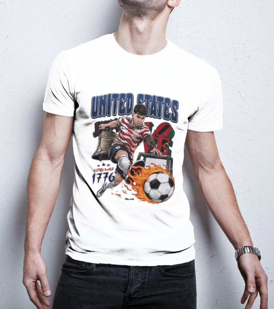 United States Love Park Philadelphia Soccer Player Liberty Bell 1776 T-Shirt