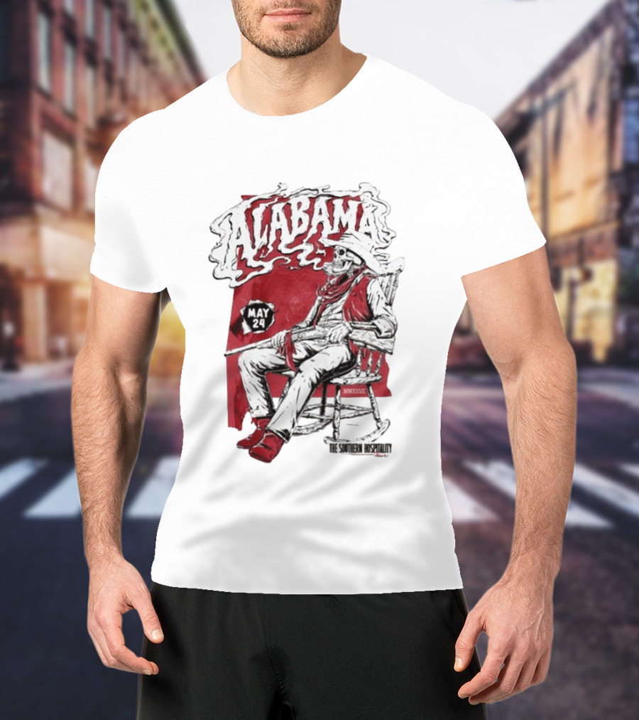 Alabama May 24 The Southern Hospitality Skeleton Cowboy T-Shirt