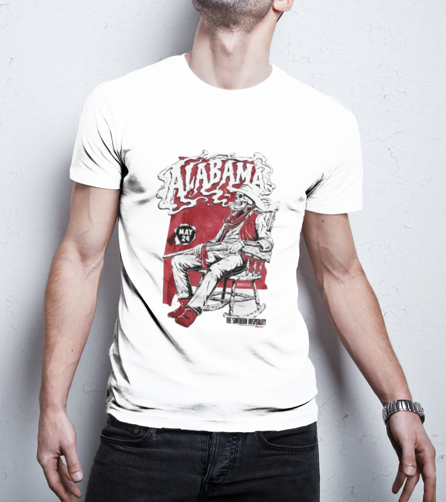 Alabama May 24 The Southern Hospitality Skeleton Cowboy T-Shirt