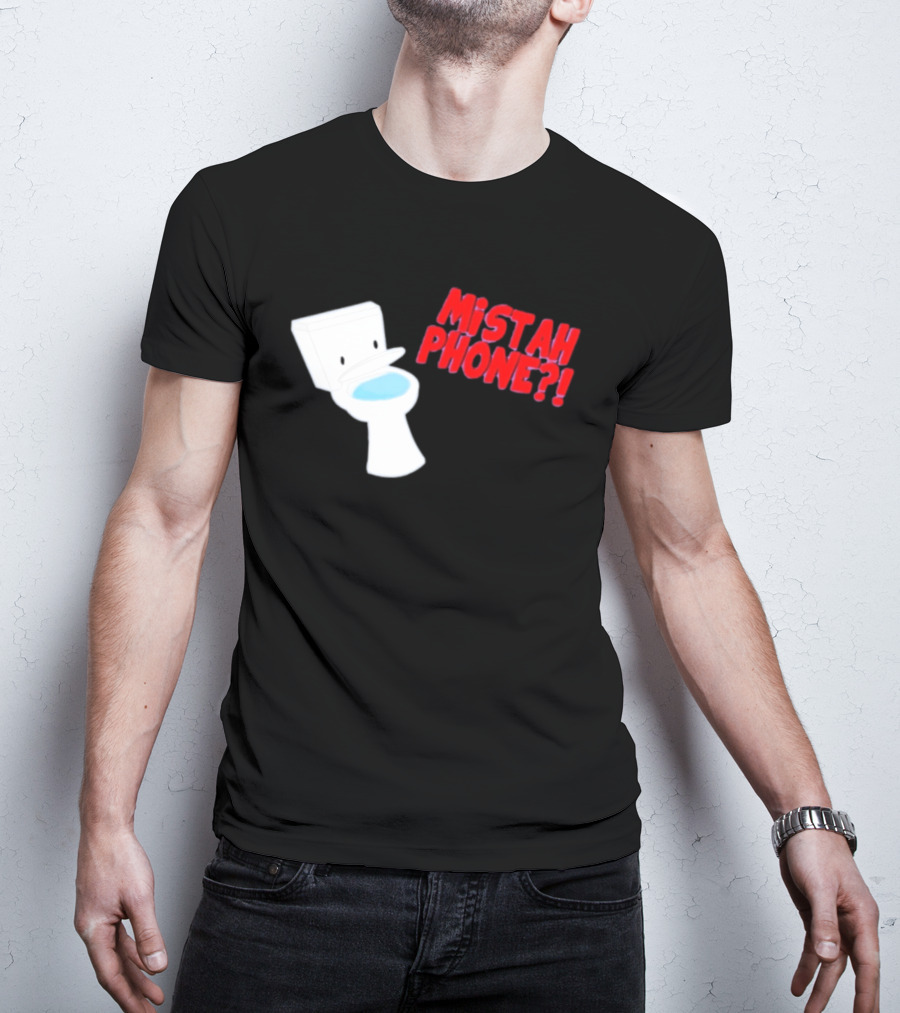 Mistah Phone Toilet Pun Illustration Humor T-Shirt