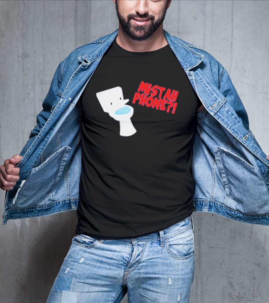 Mistah Phone Toilet Pun Illustration Humor T-Shirt