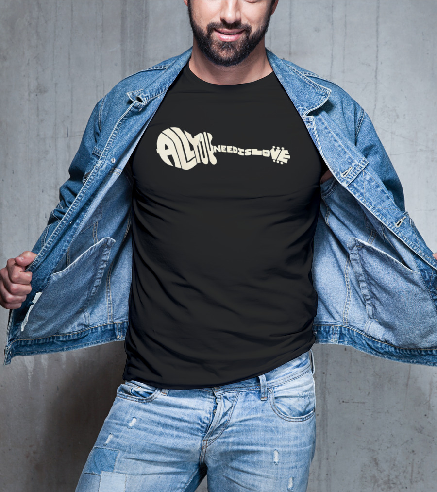 All You Need Is Love Peace And Music Guitar T-Shirt