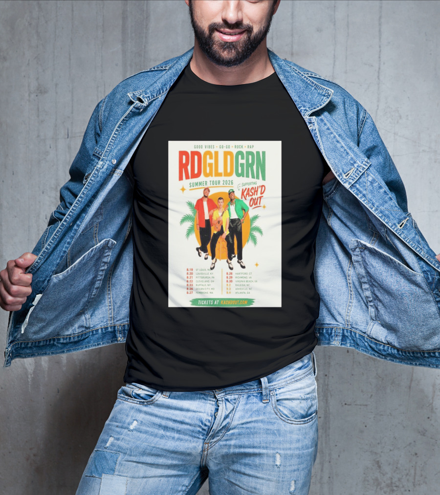 RDGLDGRN Summer Tour 2026 Good Vibes Go Go Rock Rap Supporting Kash'd Out T-Shirt