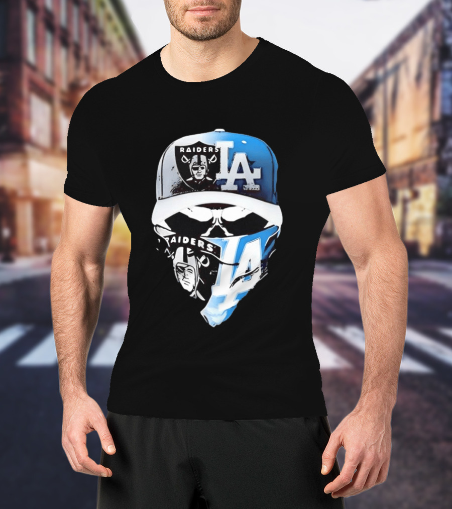 Las Vegas Raiders Los Angeles Dodgers Split Raiders LA T-Shirt