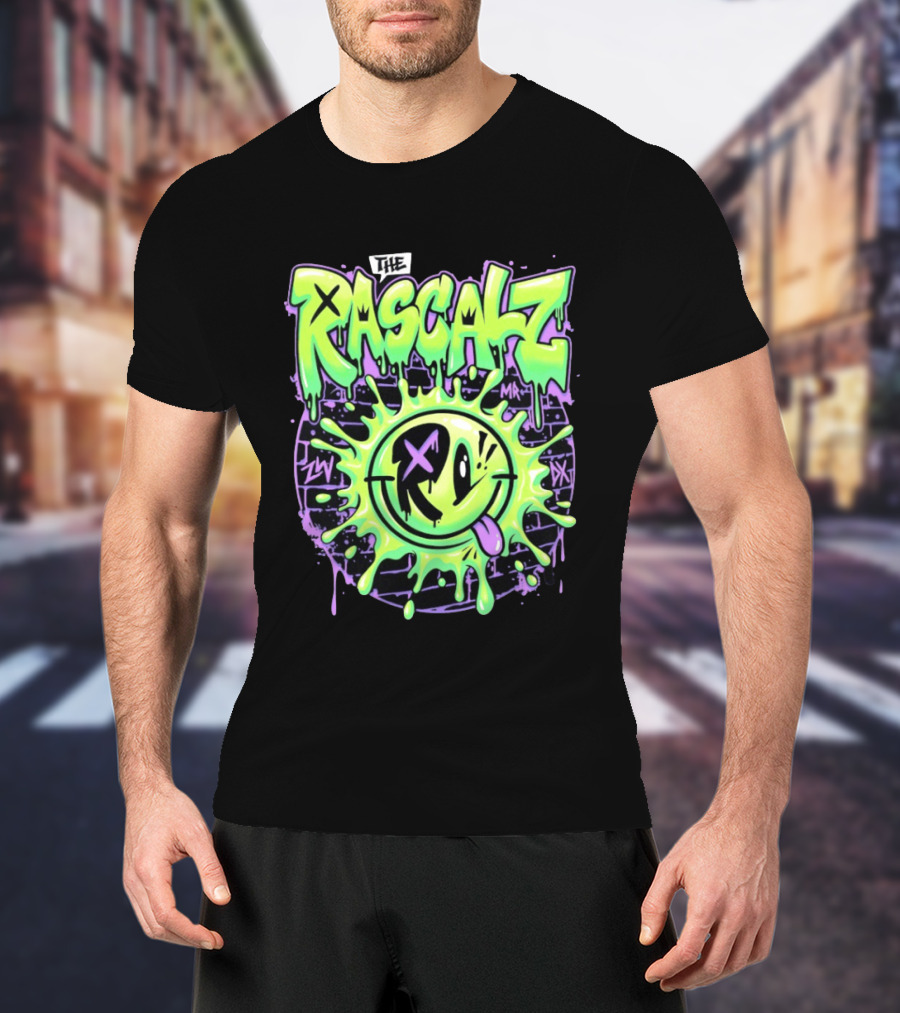 The Rascalz AEW Slime Smiley Graffiti T-Shirt