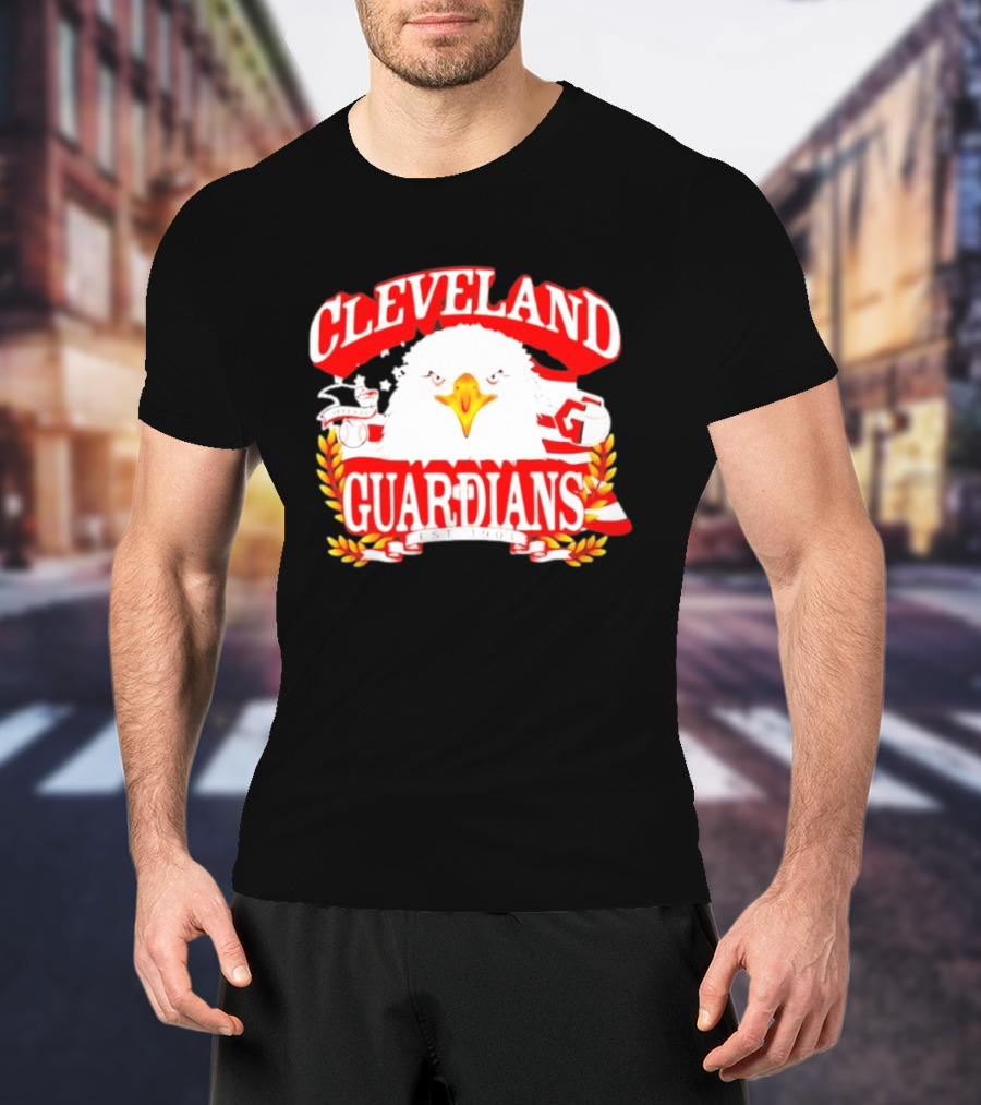 Cleveland Guardians Bald Eagle American Flag Baseball Est 1901 T-Shirt