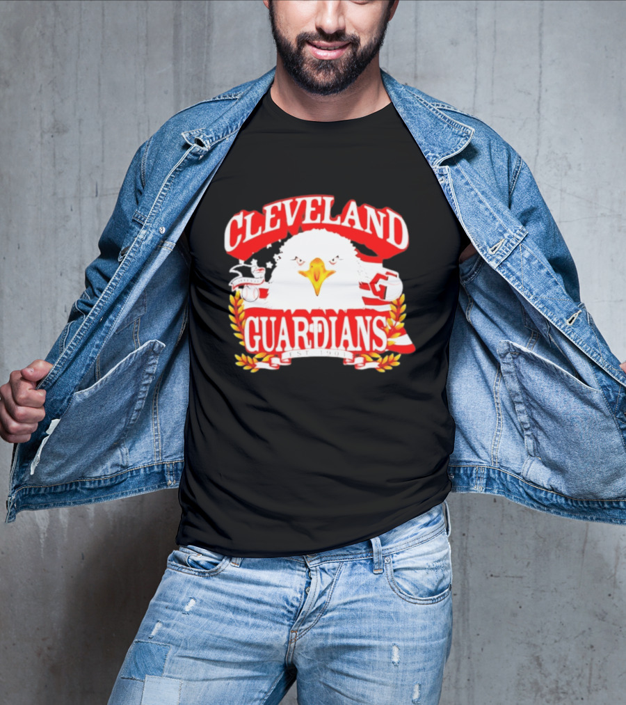 Cleveland Guardians Bald Eagle American Flag Baseball Est 1901 T-Shirt
