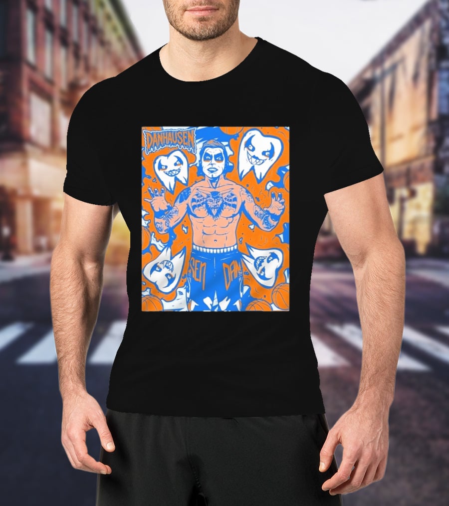 New York Knicks Danhausen Collaboration Uncursed Cartoon T-Shirt