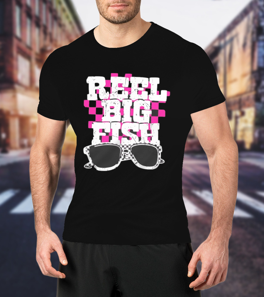Reel Big Fish Checkered Sunglasses Pink Checkerboard T-Shirt