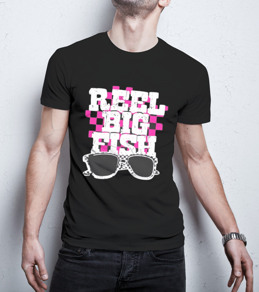 Reel Big Fish Checkered Sunglasses Pink Checkerboard T-Shirt
