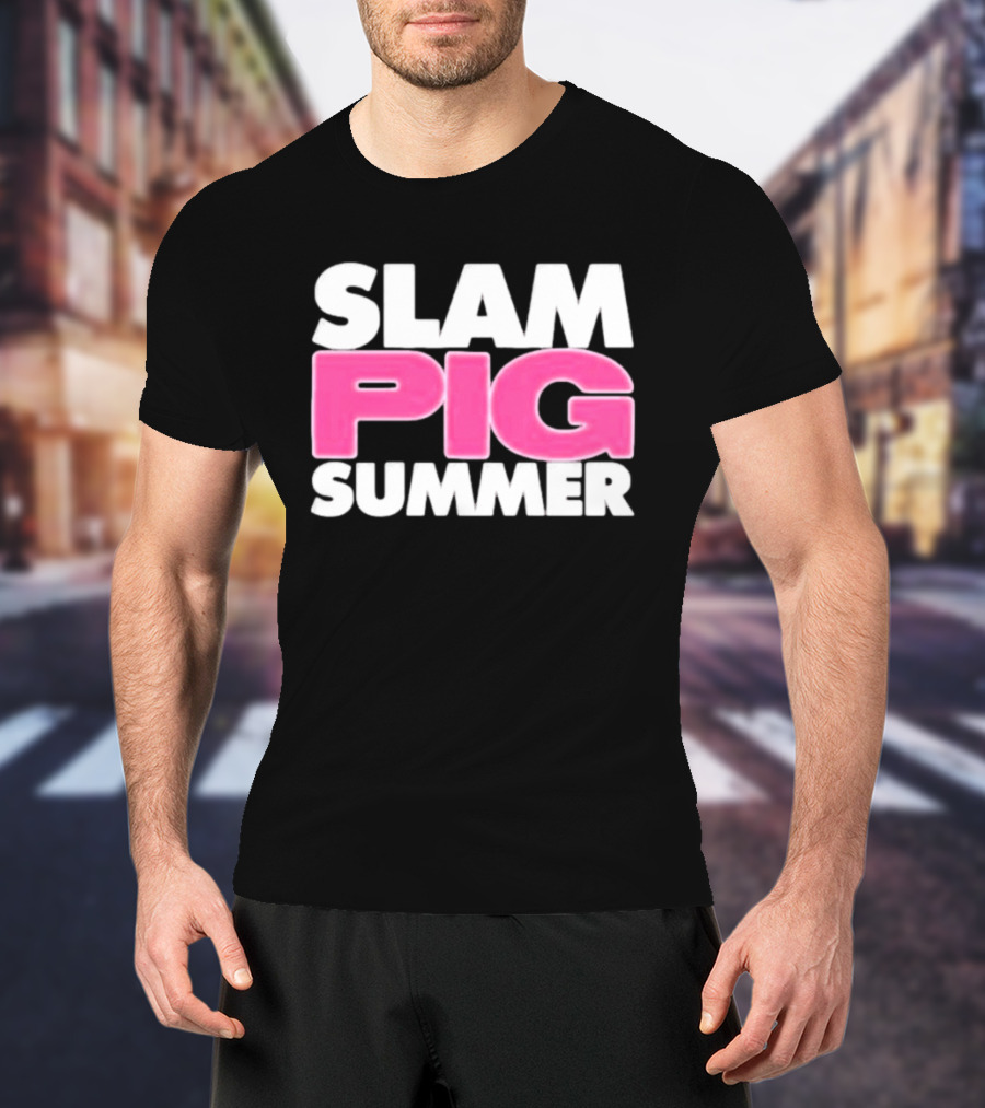 Slam Pig Summer Bold Pink Text Trend T-Shirt