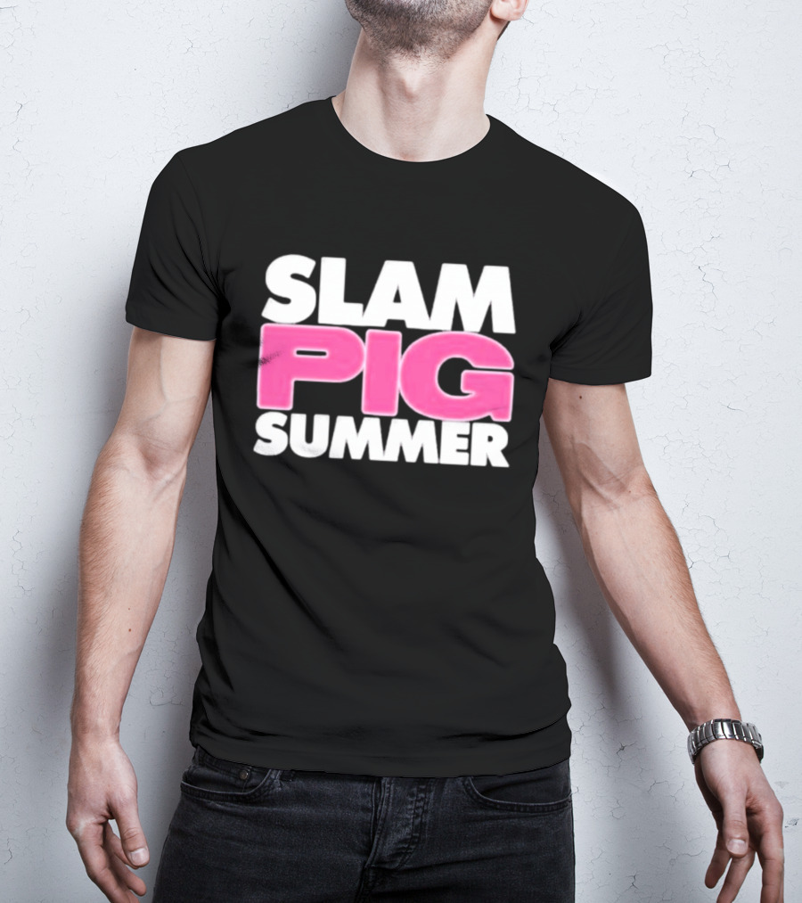 Slam Pig Summer Bold Pink Text Trend T-Shirt