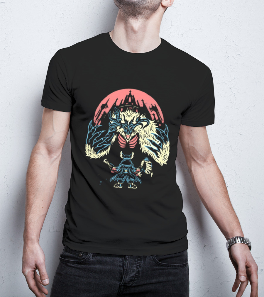Bloodborne Hunter Confronts Cleric Beast Let The Hunt Begin T-Shirt