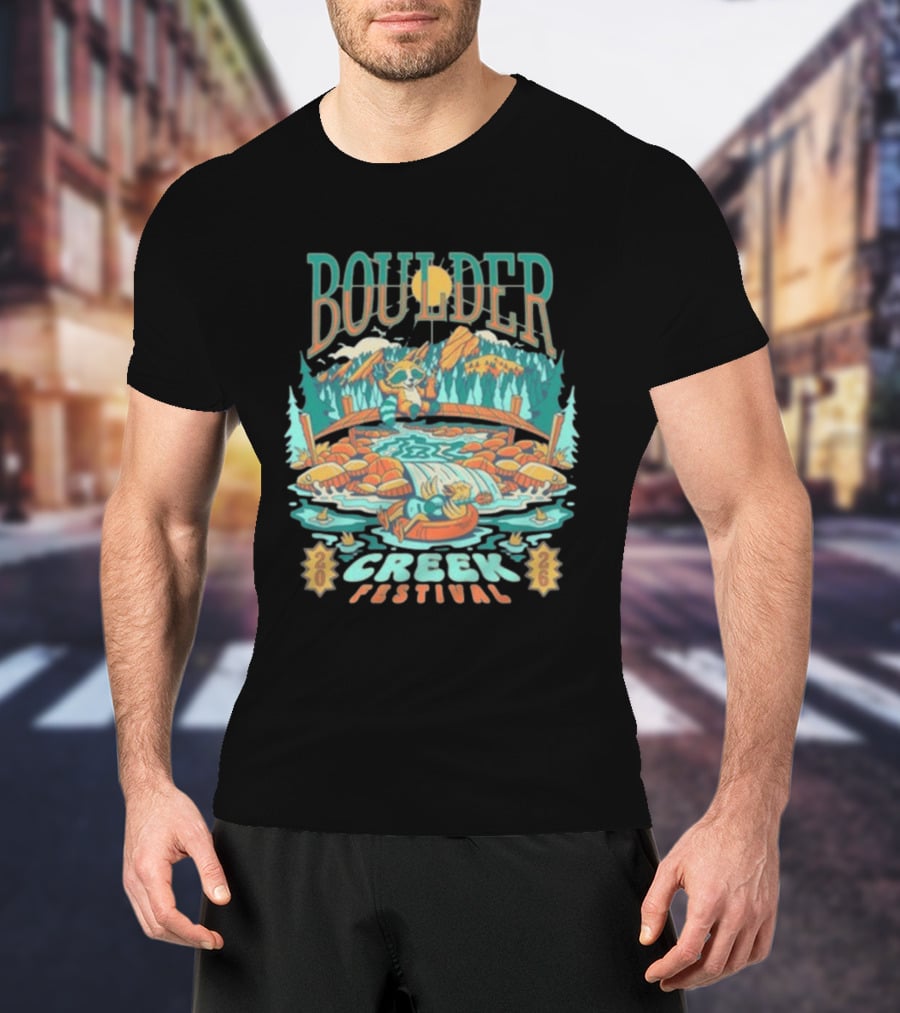 Boulder Creek Festival 2026 Mountain Adventure With Bear And Canoe T-Shirt